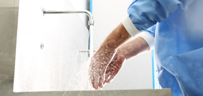 doctor washing hands