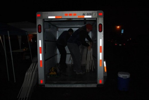 Setting up for Thanksgiving to directly give to those in need.