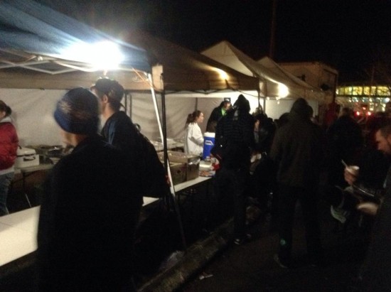 Huge tent setup to feed the hungry for Christmas.