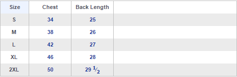 Ladies Sizing Chart