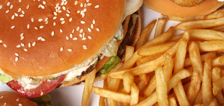 fast food hamburger and fries