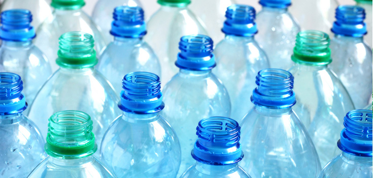 blue plastic bottles