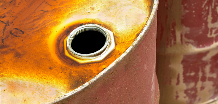 rusty oil barrels