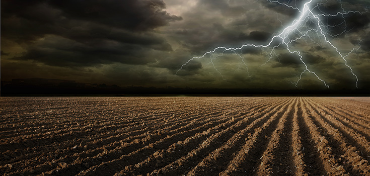 storm over crop field