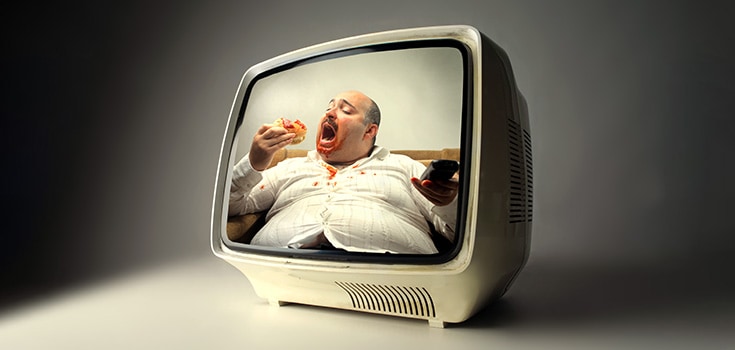 man on tv eating