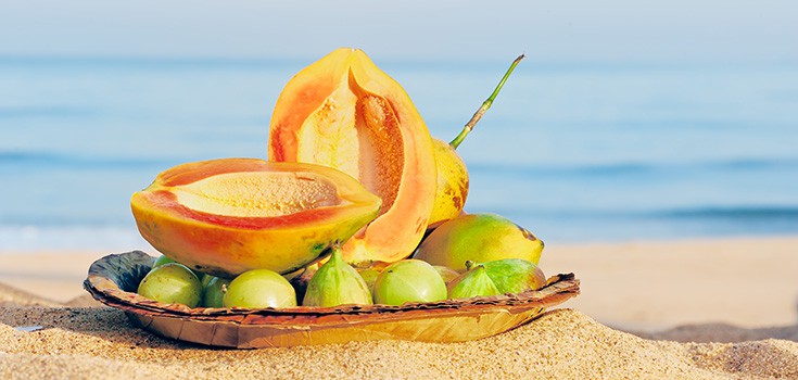 papaya on the beach