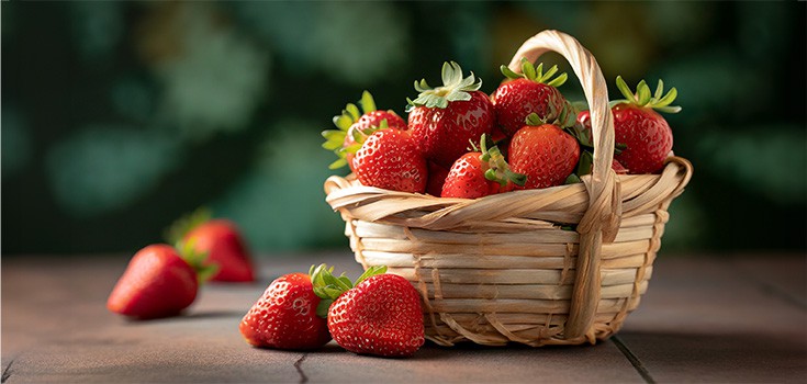 strawberries in a basket