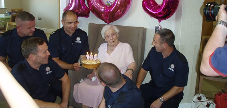 105-Year-Old Woman Surprised with Sexy Firefighters for Her Birthday