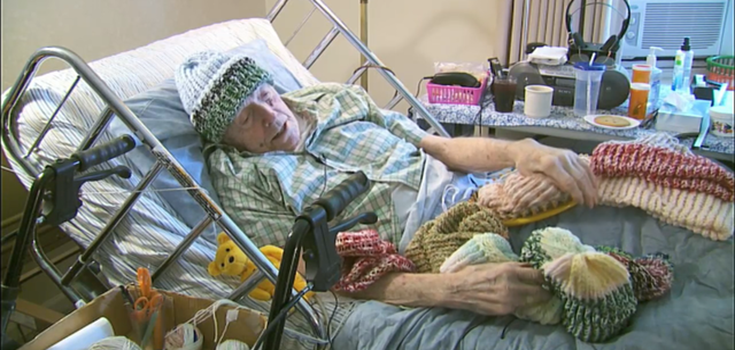 91-Year-Old Man in Hospice Knits Hats for the Homeless