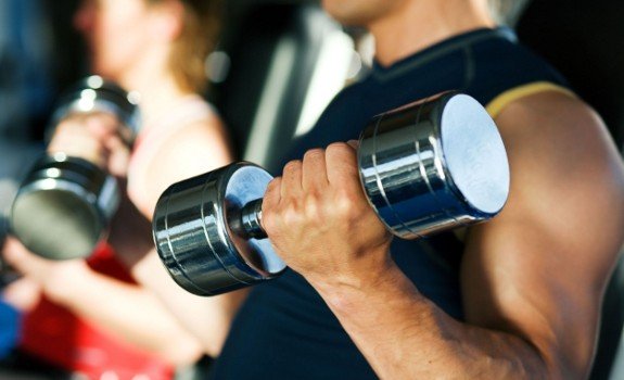 lifting dumbbells