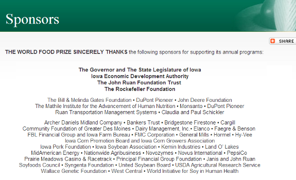 world food prize sponsors